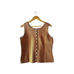 Peruvian Connection Beige Classic Women's Pima Cotton Knit Tank Top Size Large